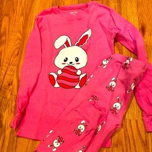 Girls bunny pajama size 10/12 bunny print pants and long sleeve shirt